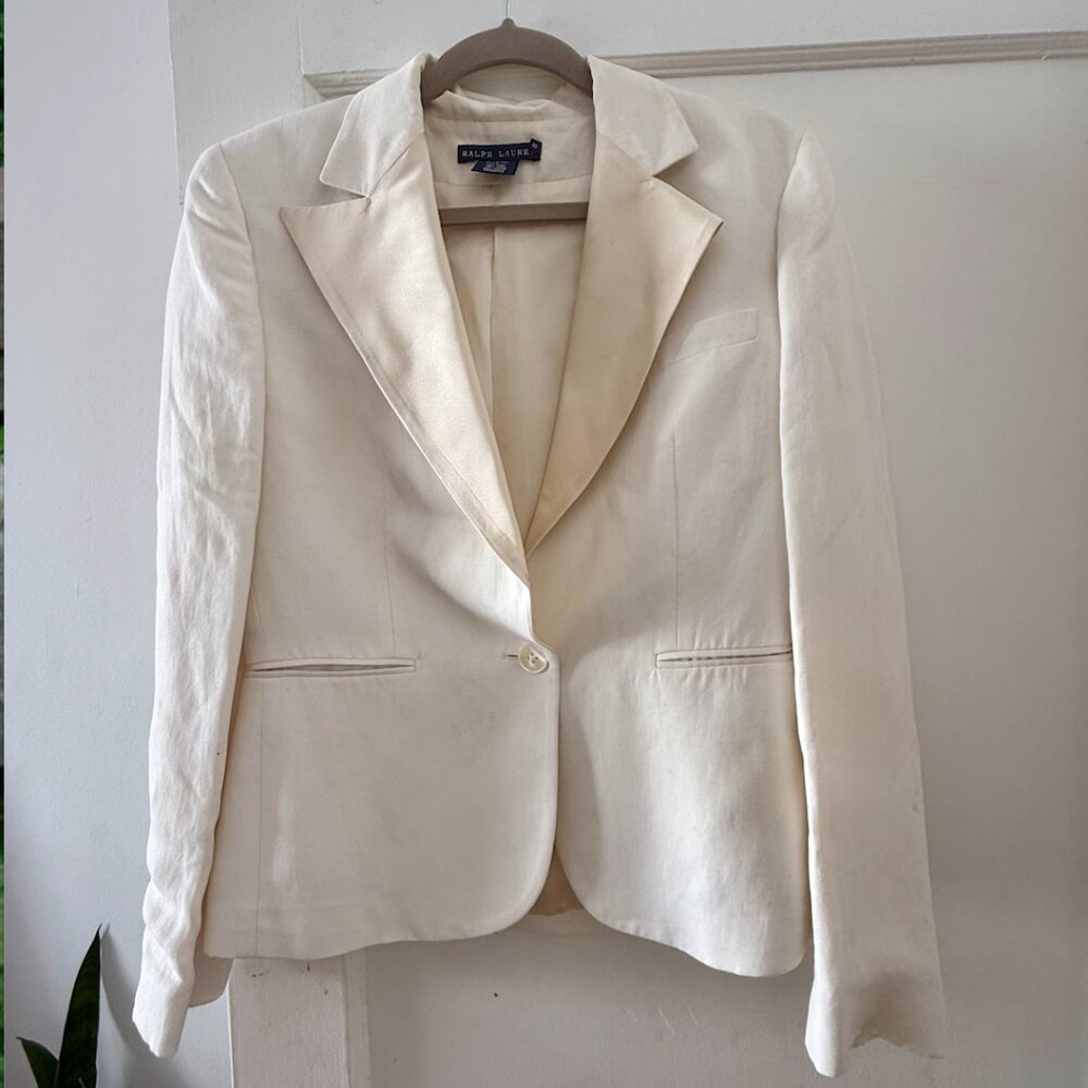 Vintage Ralph Lauren White Linen Blazer